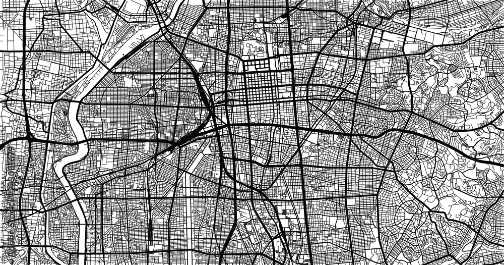 Urban vector city map of Nagoya, Japan