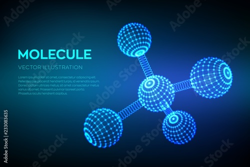 Molecule Structure. Dna, atom, neurons. Molecules and chemical formulas. 3D Scientific molecule background for medicine, science, technology, chemistry, biology. Vector illustration.