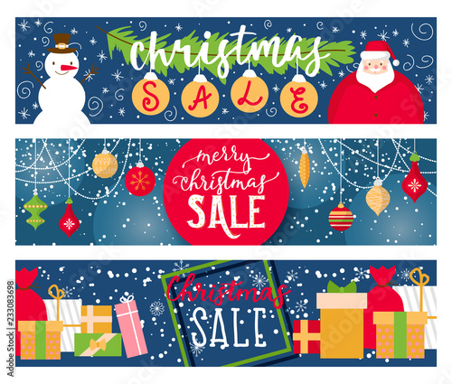 Christmas vector Merry Xmas greeting card with santa claus new year tree and ...