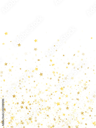 Flying gold star sparkle vector with white background.