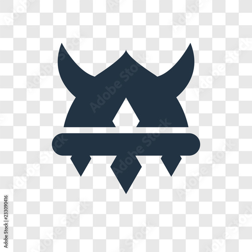 Viking helmet vector icon isolated on transparent background, Viking helmet transparency logo design