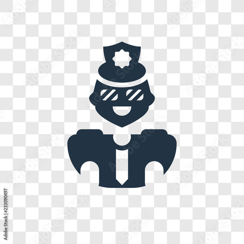 Policeman vector icon isolated on transparent background, Policeman transparency logo design