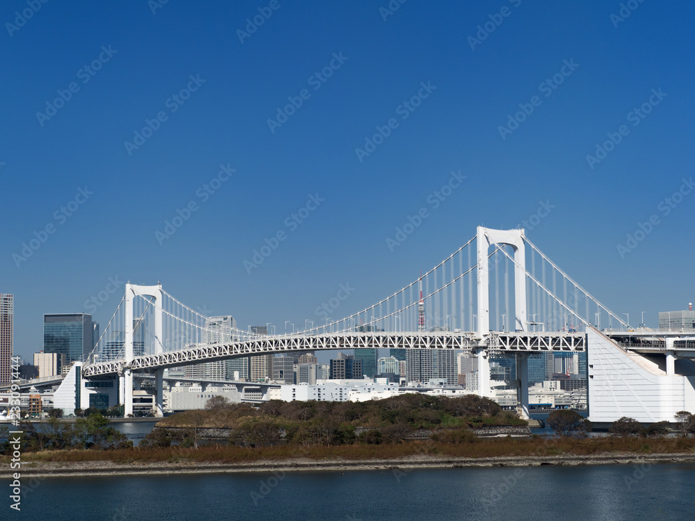 東京港とレインボーブリッジ