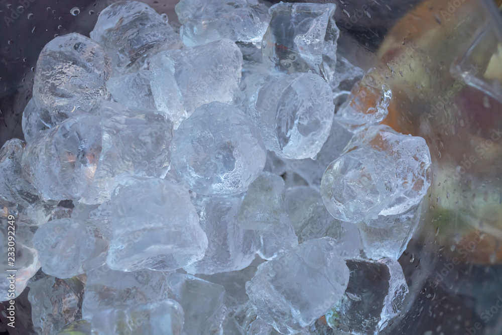 Detailed ,close up view of ice cubes to defrost, effect of shadows, sunlight Detailed ,close up view of ice cubes to defrost, effect of shadows, sunlight