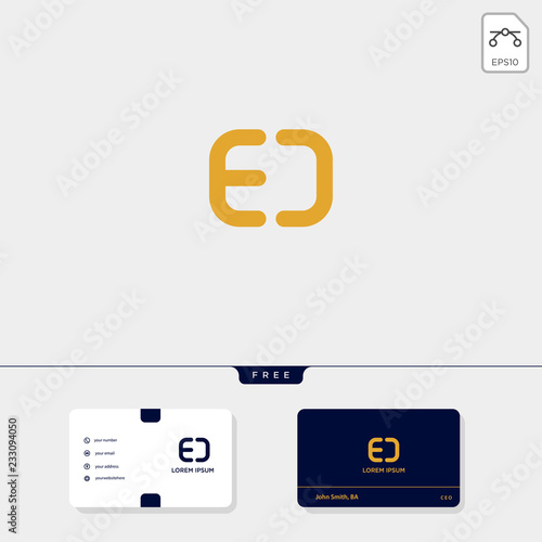 Gold initial ED, DE, E or D creative logo template and business card design template include. vector illustration and logo inspiration
