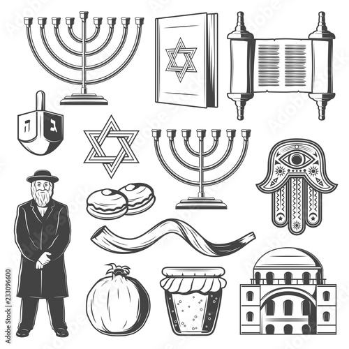 judiaism vector icons and symbols