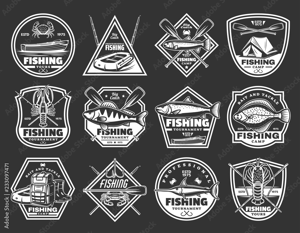 Fishing port and fisher vector icons Fishing port and fisher vector icons