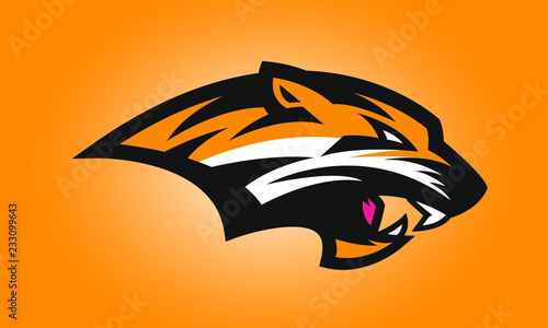 Logo of yellow wildcat or panther for a sport team