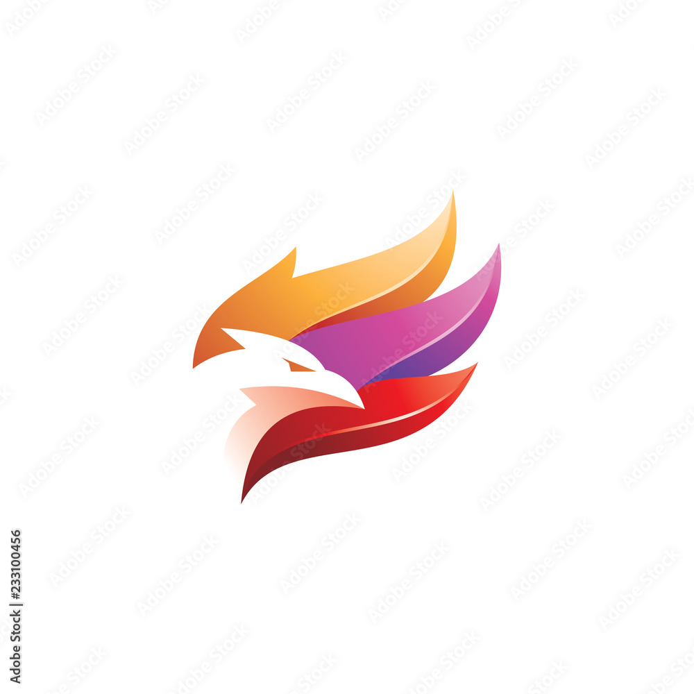 Modern gradient, eagle, falcon, hawk bird and wing multicolor logo Modern gradient, eagle, falcon, hawk bird and wing multicolor logo