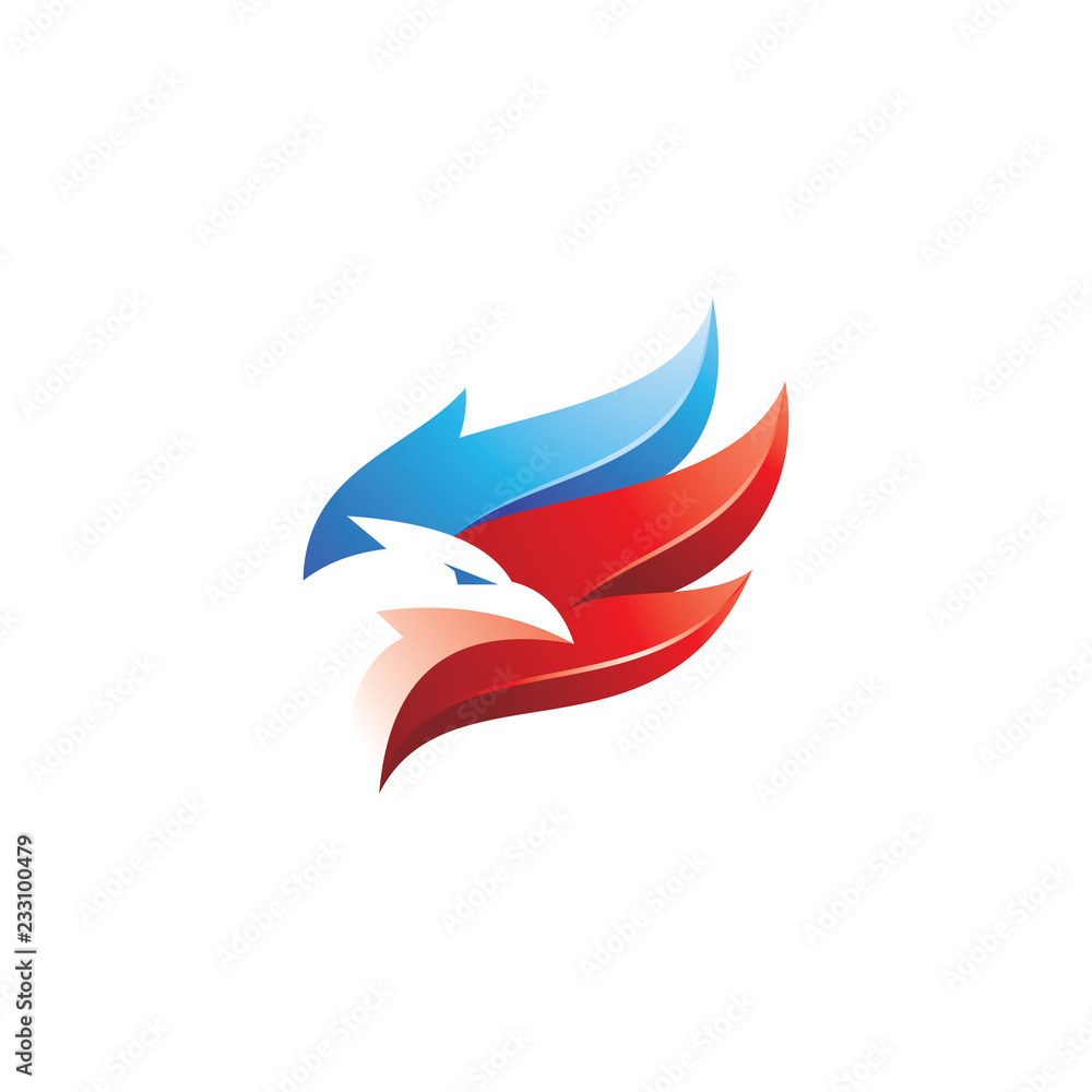 Modern gradient, eagle, falcon, hawk bird and wing patriot logo Modern gradient, eagle, falcon, hawk bird and wing patriot logo
