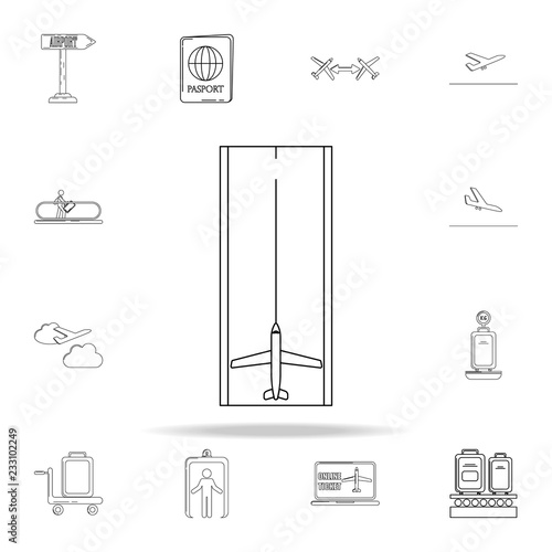 airplane on the landing site icon. Airport icons universal set for web and mobile