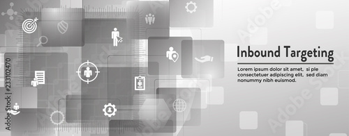 Digital Inbound Marketing  and Targeting Web Banner w Vector Icon Set
