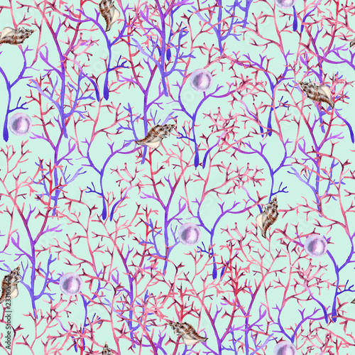 Wallpaper Mural background with corals. seamless pattern.  Torontodigital.ca