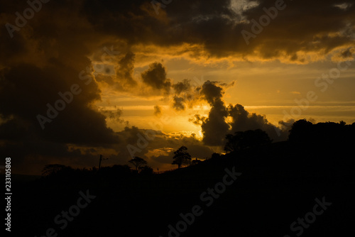 Sunset over field.
