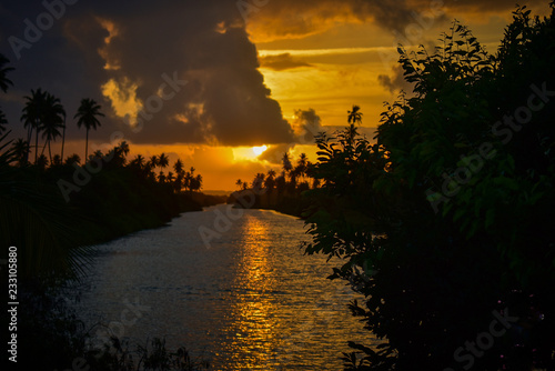 sunset over lake