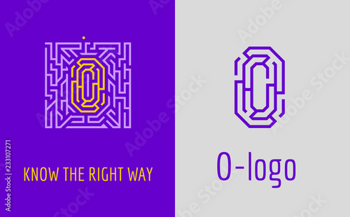 O letter logo maze. Creative logo for corporate identity of company: letter O. The logo symbolizes labyrinth, choice of right path, solutions. 