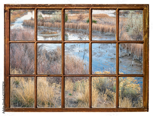 fall scenery of wetlands -window view