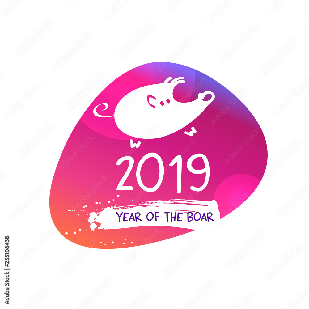 Chinese earth boar horoscope sign. Greeting card Happy new year Chinese earth boar horoscope sign. Greeting card Happy new year