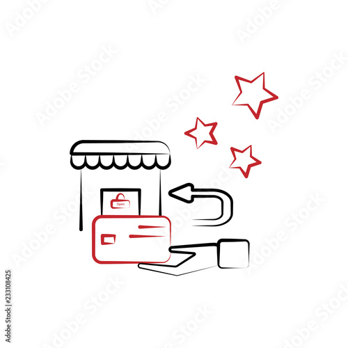 Shopping, return 2 colored line icon. Simple colored element illustration. Shopping, return icon design from shopping set