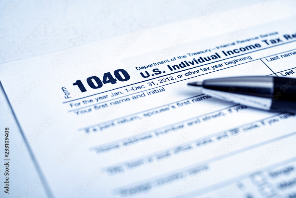 Close-up of 1040 tax form Close-up of 1040 tax form