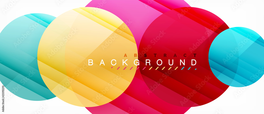Glossy colorful circles abstract background, modern geometric design
