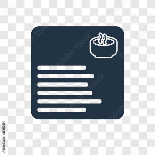 Recipe vector icon isolated on transparent background, Recipe transparency logo design