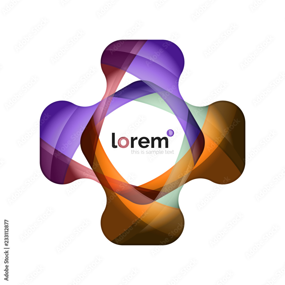 Fototapeta premium Abstract geometric design logo made of flowing elements