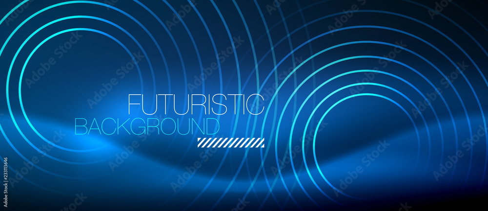 Neon glowing circles background Neon glowing circles background
