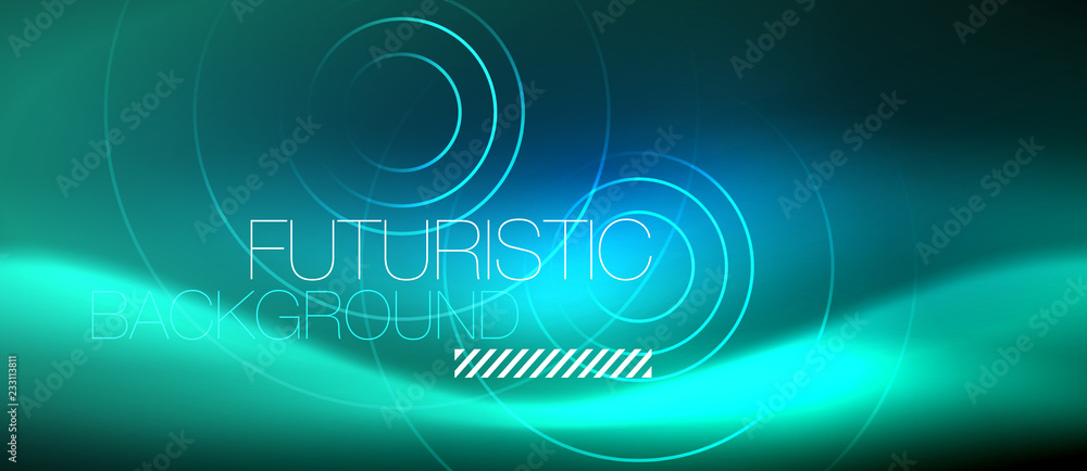 Neon glowing circles background Neon glowing circles background