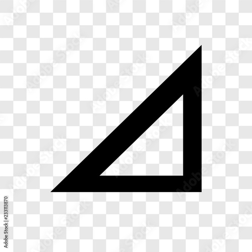 Right triangle vector icon isolated on transparent background, Right triangle transparency logo design