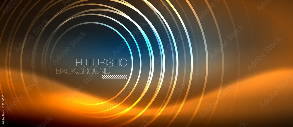 Neon glowing circles background Neon glowing circles background