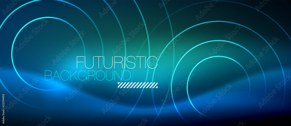 Neon glowing circles background Neon glowing circles background