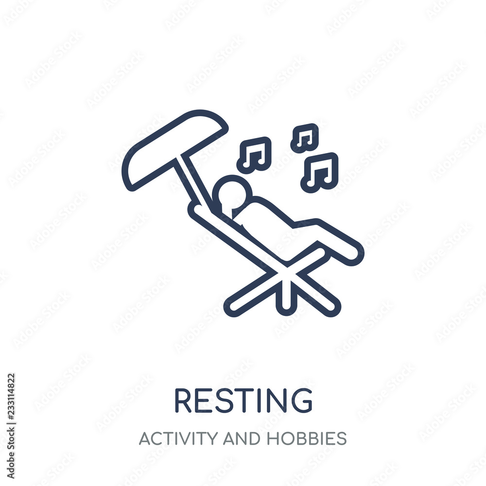 Resting icon. Resting linear symbol design from Activity and Hobbies collection. Resting icon. Resting linear symbol design from Activity and Hobbies collection.