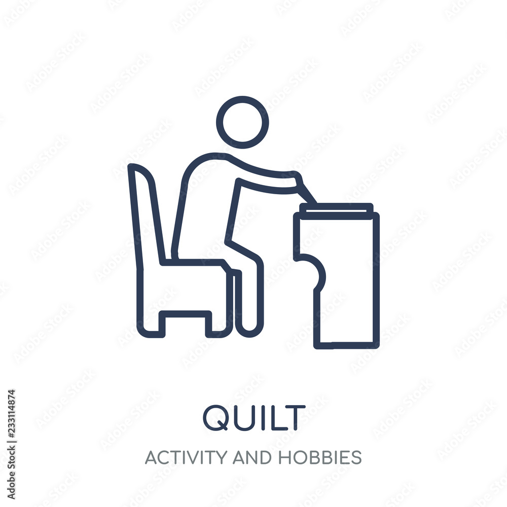 Quilt icon. Quilt linear symbol design from Activity and Hobbies collection. Quilt icon. Quilt linear symbol design from Activity and Hobbies collection.