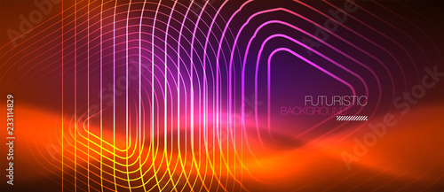 Color shiny neon lights background with abstract lines