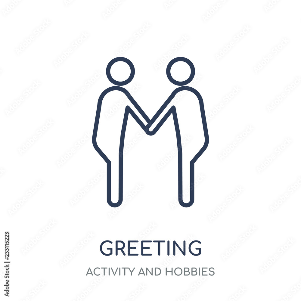 Greeting icon. Greeting linear symbol design from Activity and Hobbies collection. Greeting icon. Greeting linear symbol design from Activity and Hobbies collection.