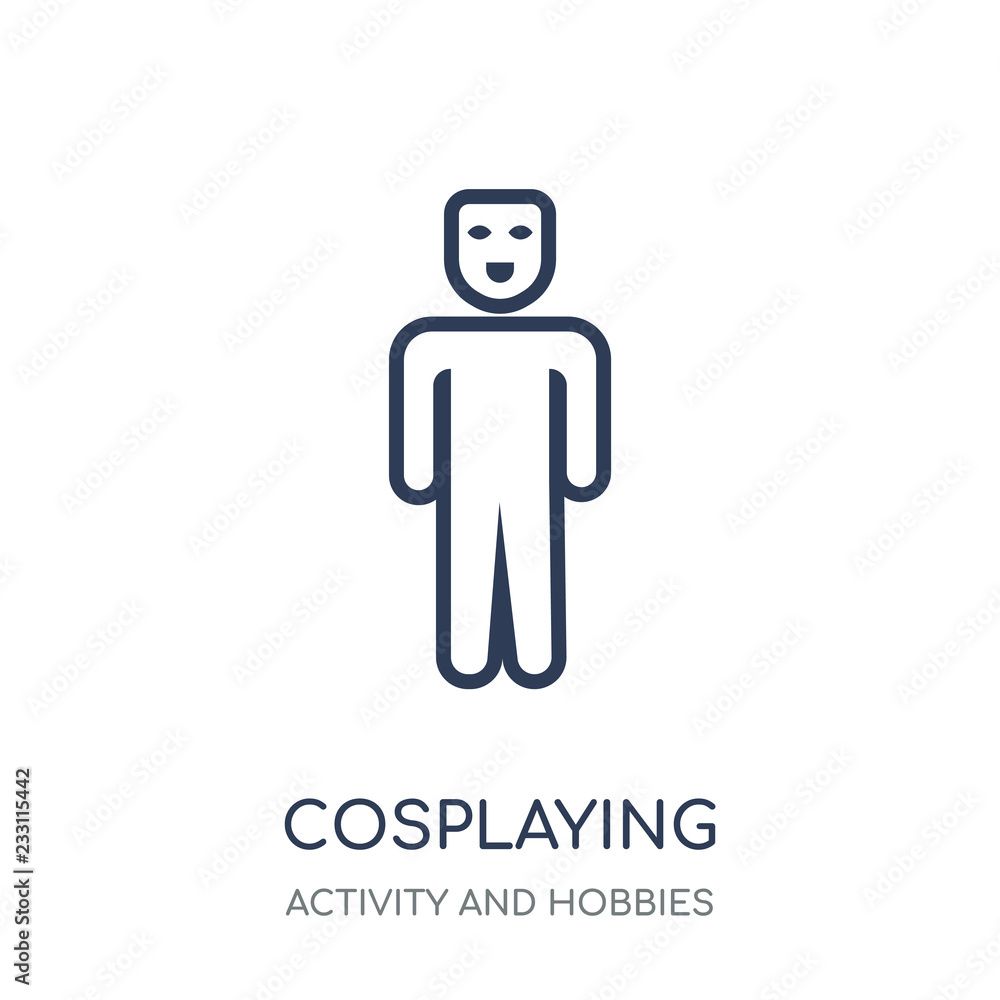 Cosplaying icon. Cosplaying linear symbol design from Activity and Hobbies collection. Cosplaying icon. Cosplaying linear symbol design from Activity and Hobbies collection.