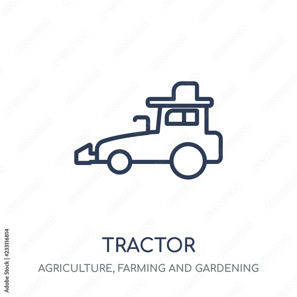 Tractor icon. Tractor linear symbol design from Agriculture, Farming and Gardening collection.