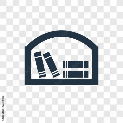 Bookshelf vector icon isolated on transparent background, Bookshelf transparency logo design