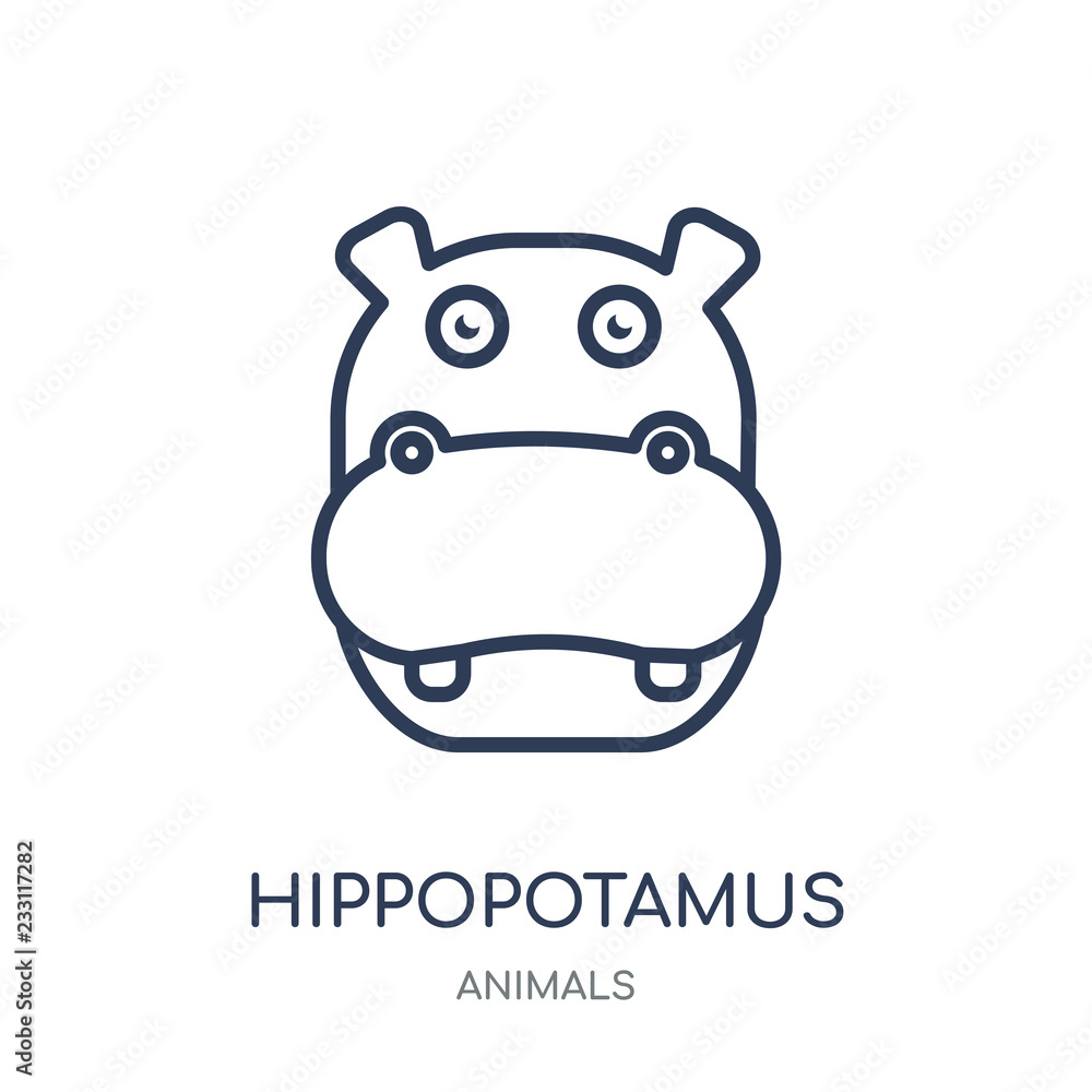 Hippopotamus icon. Hippopotamus linear symbol design from Animals collection. Hippopotamus icon. Hippopotamus linear symbol design from Animals collection.