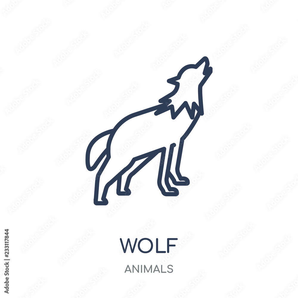 Wolf icon. Wolf linear symbol design from Animals collection. Wolf icon. Wolf linear symbol design from Animals collection.