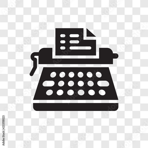Typewriter vector icon isolated on transparent background, Typewriter transparency logo design