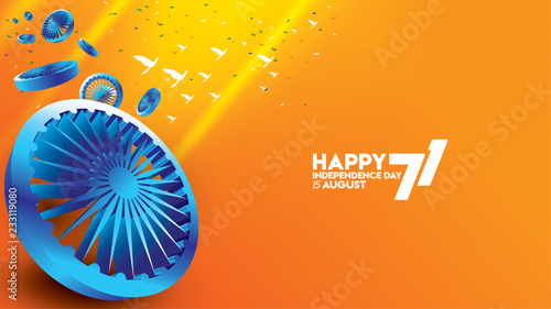 indian independence day design for greeting or banner or background