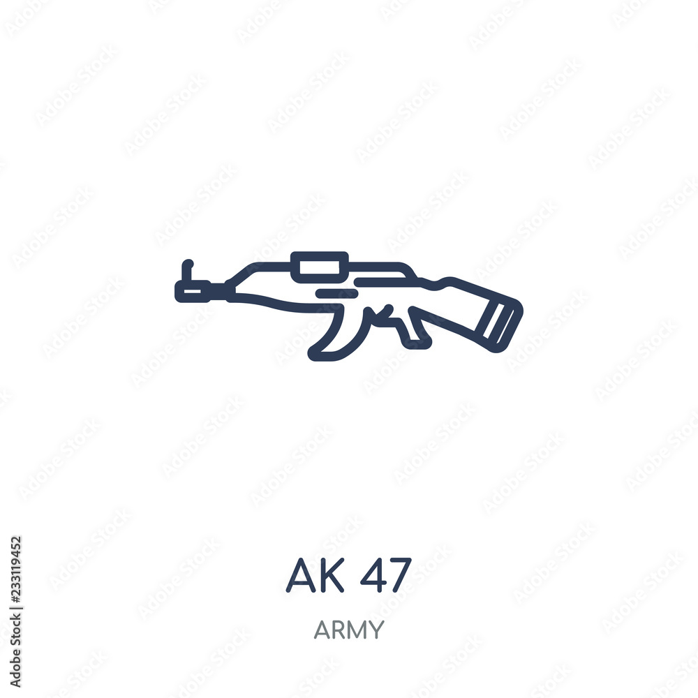 AK 47 icon. AK 47 linear symbol design from Army collection. Simple element vector illustration. Can be used in web and mobile.
