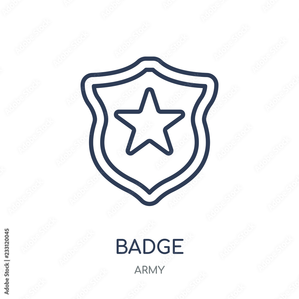 Badge icon. Badge linear symbol design from Army collection. Simple element vector illustration. Can be used in web and mobile.