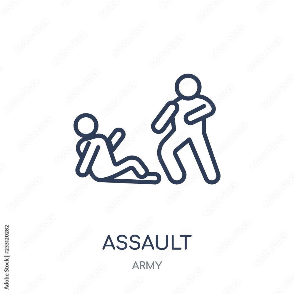 Assault icon. Assault linear symbol design from Army collection. Simple element vector illustration. Can be used in web and mobile.