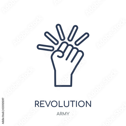 Revolution icon. Revolution linear symbol design from Army collection. Simple element vector illustration. Can be used in web and mobile. © CoolVectorStock