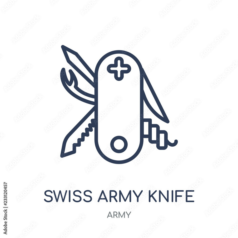 Swiss Army Knife icon. Swiss Army Knife linear symbol design from Army collection. Simple element vector illustration. Can be used in web and mobile. Stock Vector Adobe Stock