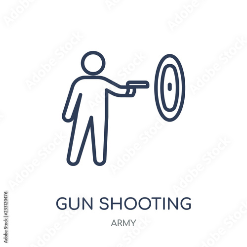 gun shooting icon. gun shooting linear symbol design from Army collection. Simple element vector illustration. Can be used in web and mobile.