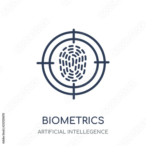Biometrics icon. Biometrics linear symbol design from Artificial Intellegence collection. Simple element vector illustration. Can be used in web and mobile.